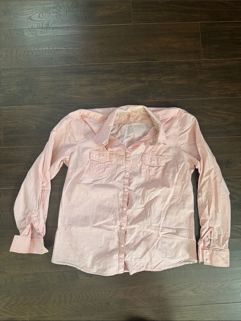 Classic Button-Down Shirt in Light Pink stripe